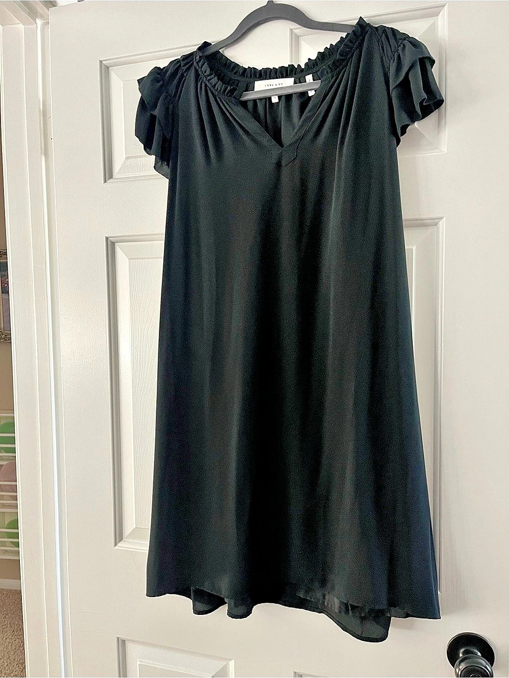 Black Ruffle Sleeve Mini Dress Like New